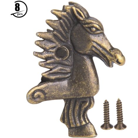 8 Pieds de Meuble en Forme de Tête de Cheval en Bois, Support de Protection pour Coins