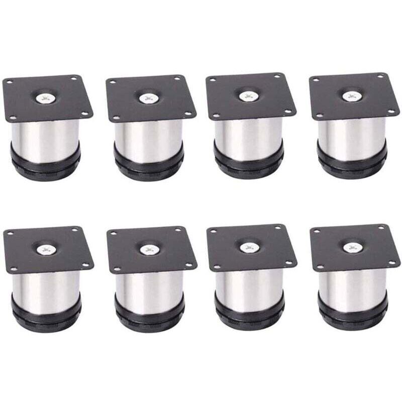 8 Pieds De Meubles RéGlables En Acier Inoxydable,Réglables 50 mm De Hauteur épaissir les pieds d'armoire Pieds de table Pieds de meubles,Acier