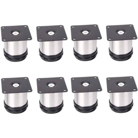 8 Pieds De Meubles RéGlables En Acier Inoxydable,Réglables 50 mm De Hauteur épaissir les pieds d'armoire Pieds de table Pieds de meubles,Acier inoxydable brossé,Hauteur réglable 0-15 mm