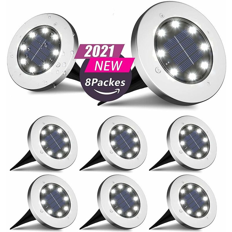 

8 Piezas de Luces Solares, 8 LED con Energía Solar para Exterior, Jardín, Patio, Terraza, Césped, Pasarela