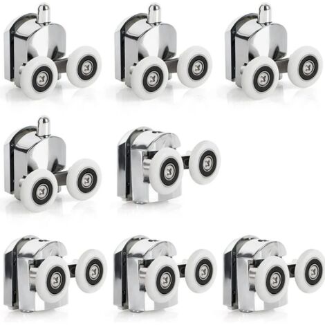8 piezas de rodillos corredizos para puertas de ducha de aleación de zinc, rodillos de repuesto de 25 mm de diámetro, ruedas dobles para baño