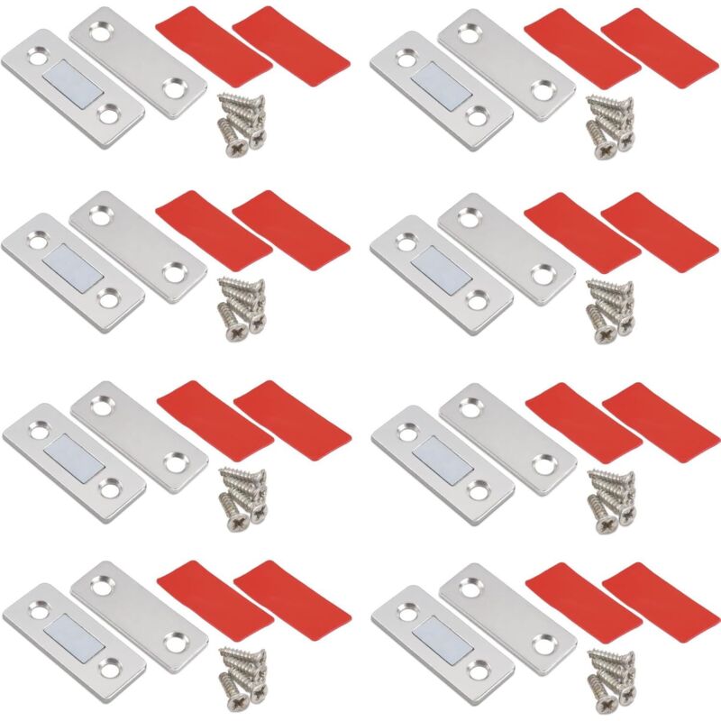 8 Piezas Imanes para Puerta Autoadhesivos Imanes Planos Imán Plateado Cierrapuertas Imán para Muebles Abridor de Puerta Cierre magnético Imanes