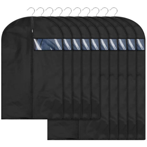 (8 piezas, negro) Funda protectora para traje, bolsa para colgar ropa en casa, funda tridimensional para ropa