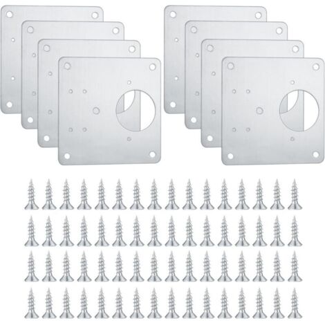 8 Plaques de Réparation de Charnière Armoire, Plaques de Réparation de Porte Armoire de Cuisine avec Trous, Plaques Plates Dissimulées en Acier Inoxydable avec Vis