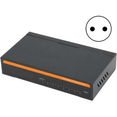 8-Port Gigabit-Ethernet-Switch TBCS5008E aus Aluminiumlegierung, Plug & Play, 100–240 V (EU-Stecker) für stabiles Netzwerk