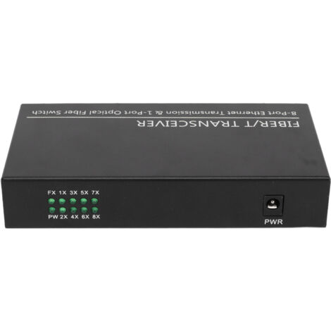 8-Port RJ45 Glasfaser-Transmitter mit SFP, 25 km Reichweite, 1310 nm/1550 nm, Singlemode, 100–240 V AC Netzteil, EU-kompatibel