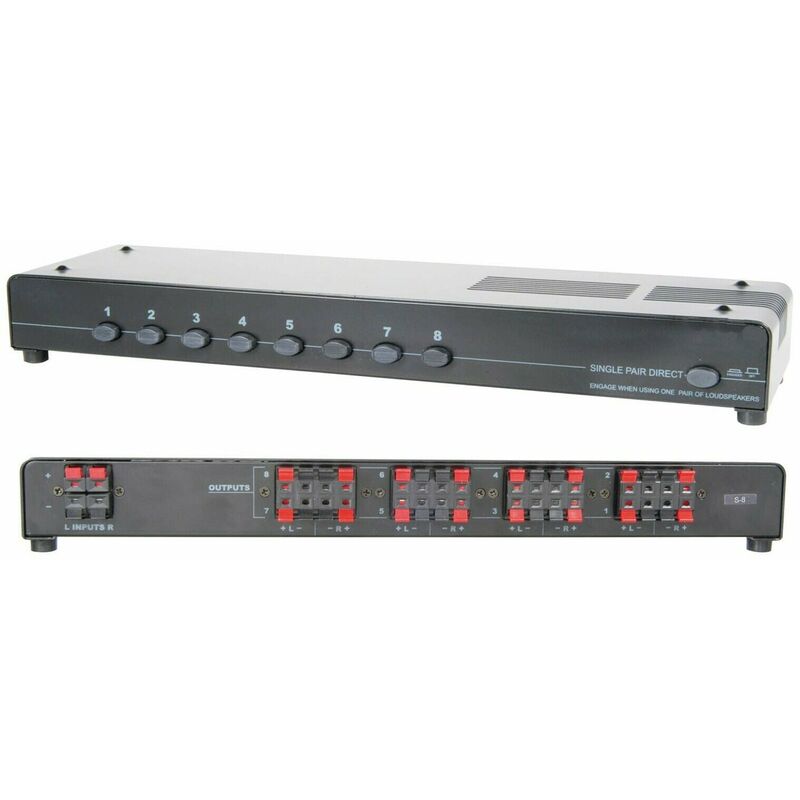 8 Port Way 200W Stereo Speaker Splitter Amplifier Distribution Selector Switch