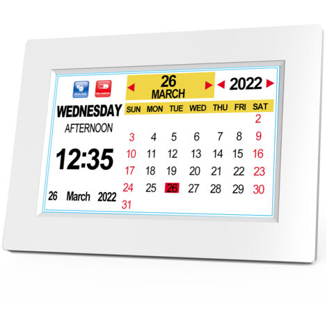 8 Pouce LCD Horloge Numérique Calendrier Auto Dimming 12 Langues HD Display Rappel pour Alzheimer Les Personnes âgées et Les Enfants