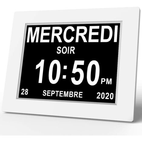 ULISEM 8" Pouce LCD Horloge Numérique Calendrier Auto Dimming 8 Langues HD Display Rappel pour Alzheimer Les Personnes âgées et Les Enfants