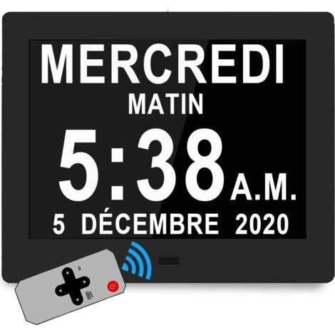 8" Pouce LCD Horloge Numérique Calendrier avec Date Jour Et Heure Horloge Non-Abrégée Auto Dimming HD Display Rappel pour Alzheimer Les Personnes âgées et Les Enfants