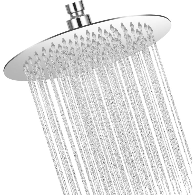 8 Pouce/20cm Tete de Douche Rond Pomme de Tete de Douche Tête de Douche Pluie, Tête de Douche en Acier Inoxydable, Acier Inoxydable 304 Rotatif 360°,