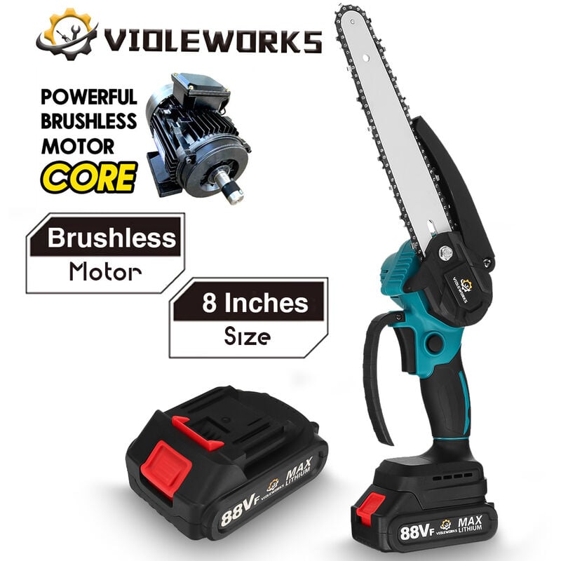 Dmtool - 8 pouces 3000W Scie électrique sans balais Scie à chaîne Scie d'élagage Outil de coupe pour le travail du bois Batterie 1pc pour Makita 18v