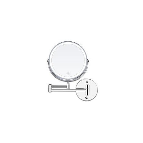 8 Pouces Miroir Grossissant Lumineux Mural x10, LED Miroirs de Maquillage avec 0.5h Fonction d'arrêt Automatique, Alimenté par 4 Piles AAA (Non Inclus) Idéal pour Salle de Bain
