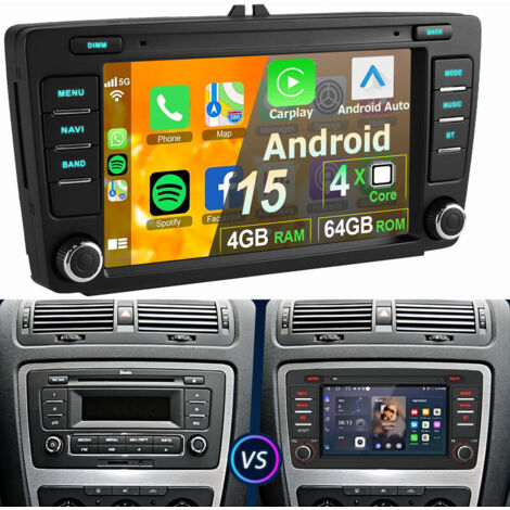 8 "pour SKoda Octavia II Yeti superbe Roomster Android 15 autoradio Carplay GPS WIFI 2+32G