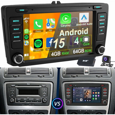 8 "pour SKoda Octavia II Yeti superbe Roomster Android 15 autoradio Carplay GPS WIFI 4+64G DAB CAM
