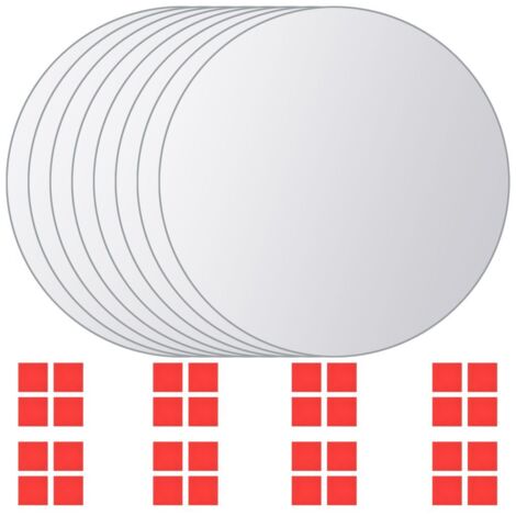 8 Pz Piastrelle a Specchio Rotonde in Vetro vidaXL