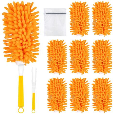 8 Ricariche Lavabili per Swiffer Duster, Piumini Magnetici Antipolvere, Panni Riutilizzabili 360° per Scopa Swiffer (con 1 Manico e Sacchetto)