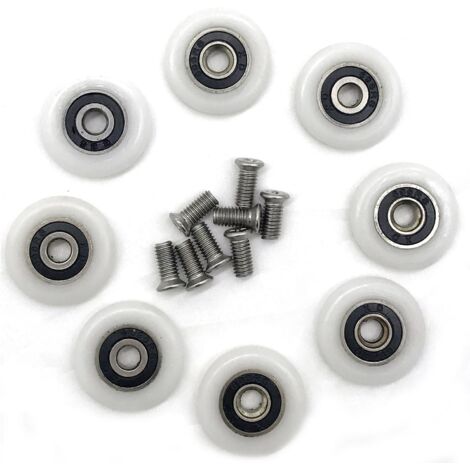 8 rodillos para mampara de ducha (23 mm con tornillos)