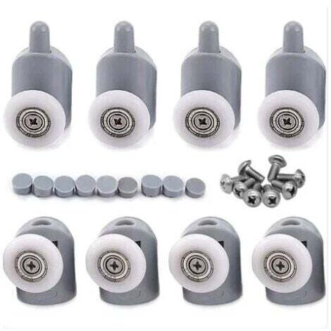 8 rodillos para puerta de ducha, ruedas dobles ajustables para cabina de ducha de baño de 25 mm (5 superiores y 5 inferiores).