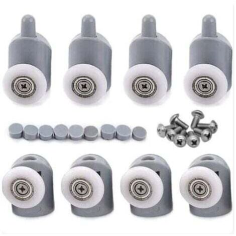 8 rodillos para puerta de ducha, ruedas dobles ajustables para cabina de ducha de baño de 25 mm (5 superiores y 5 inferiores).