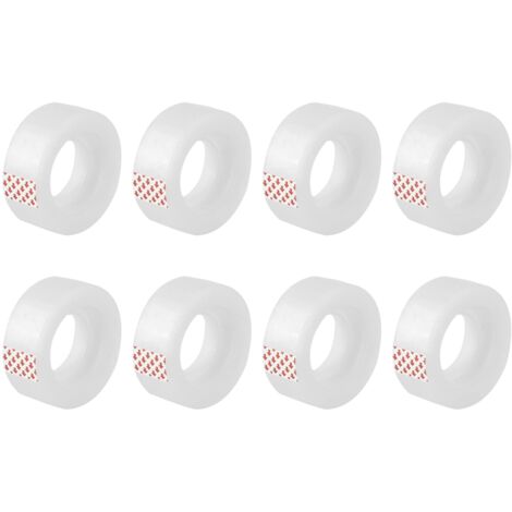 8 rotoli di nastro adesivo trasparente per ufficio, dimensioni 18 mm x 30 mt, con forte adesione.
