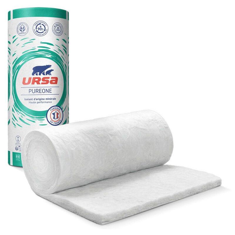 8 Rouleaux laine de verre Ursa pureone 35 qn semi-rigide non revêtu - Rouleau 3.6 m² - Ep. 200 mm - Soit 28.8 m² - r 5.70 Ursa