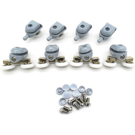 8 roulettes haut et bas pour porte de douche - Porte coulissante - Poulie - Pièces de rechange 22 mm de diamètre - Salle de bain (22mm)