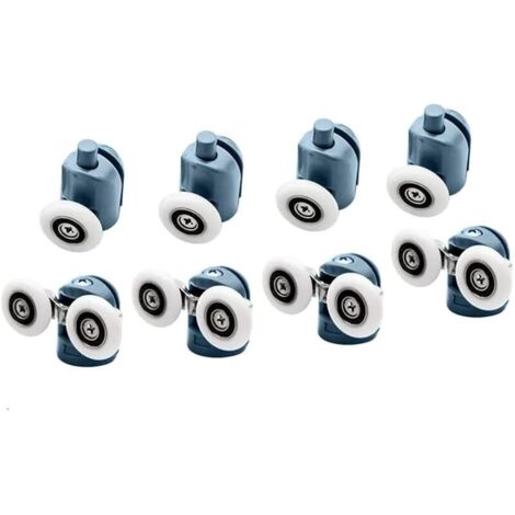 8 roulettes haut et bas pour porte de douche - Porte coulissante - Poulie - Pièces de rechange -23mm de diamètre - Salle de bain (23mm)