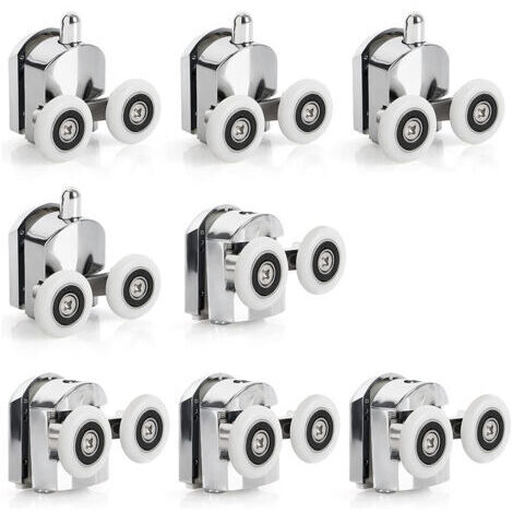 8 Roulettes Porte de Douche Coulissante - Roulette Porte Coulissante Douche en Alliage de Zinc 23 mm de Diamètre - Roues Jumelées de Rechange pour Salle de Bain