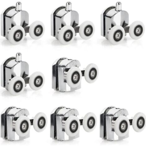 8 ruedas corredizas para puerta de ducha, de aleación de zinc, de 23 mm de diámetro, de repuesto para baño.