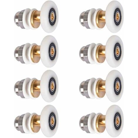 8 ruedas de repuesto para mampara de ducha de 25 mm.