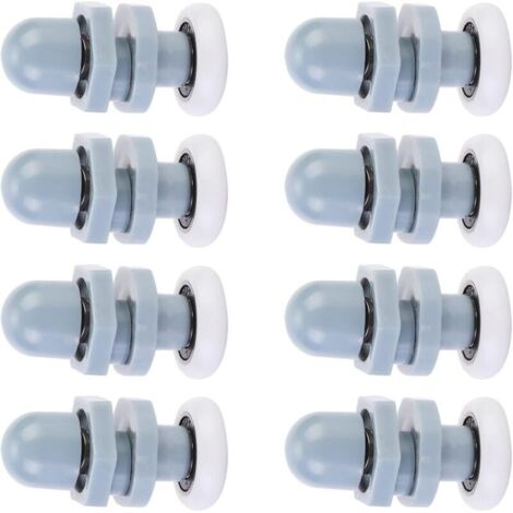 8 rulli scorrevoli per porte doccia singole, ruote per porte in vetro per bagno, per la sostituzione di rulli scorrevoli per porte in vetro per doccia, grigi (20 mm)