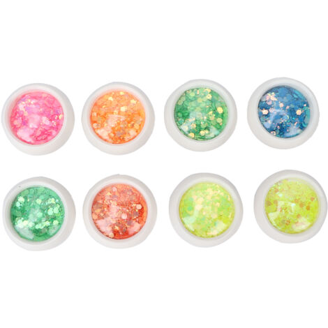 8 Sachets de Paillettes à Ongles Multicolores, Paillettes Brillantes pour Manucure et Décoration