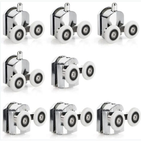 8 Schiebetürrollen für Duschen, Schiebetürrollen aus Zinklegierung, 23 mm Durchmesser, Doppelrollen