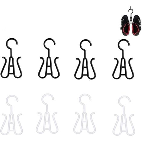 8 Schuhhaken aus Kunststoff, Doppelhaken, Pantoffelständer aus Kunststoff, Pantoffelregal, geeignet für Schuhe und den Heimgebrauch (Weiß, Schwarz)