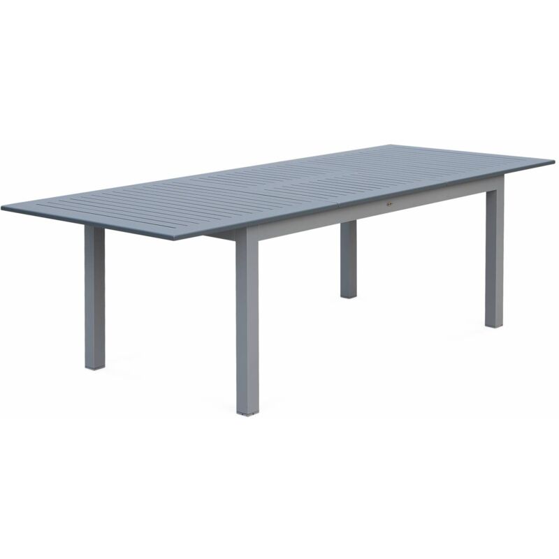 Sweeek - 8-seater Extendable Garden Table Aluminum, Chicago, Grey, 244x100x75 Cm