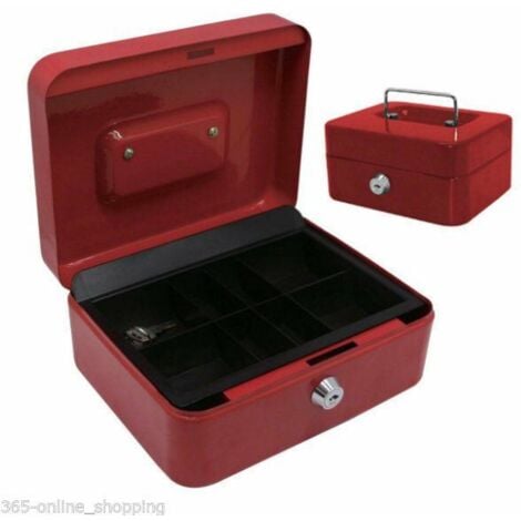 8" Secure Metal Petty Cash Box - RED