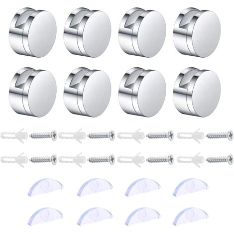 8 Sets Bathroom Glass Clamp, Mirror Fixing Brackets, Zinc Alloy Glass Mirror Clips for Wall Mirror, Glass Wall Shelf
