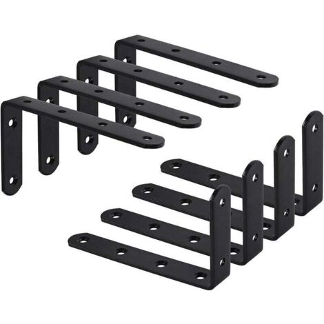 8 soportes de pared en forma de L, soporte fijo, estante flotante para muebles, 125 x 75 x 3 mm