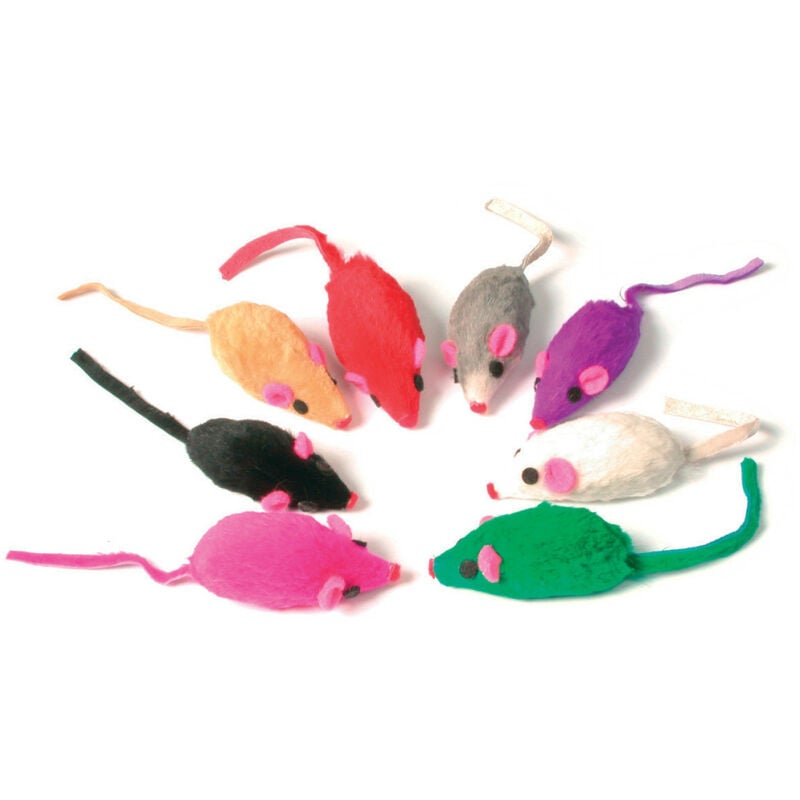 animallparadise - 8 souris en fourrure, jouet pour chat, multi couleur . multicolor