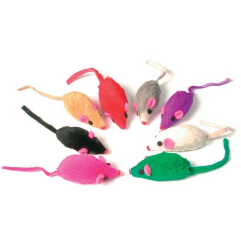 8 souris en fourrure, jouet pour chat, multi couleur . - animallparadise - Multicolor