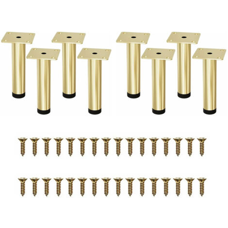 KEYOUNG 4 STK Gold Tischbeine Höhenverstellbar 15cm Schrankfüße Belastbar 150kg Möbelbeine für Sofafüße Stühlefüße mit Schrauben