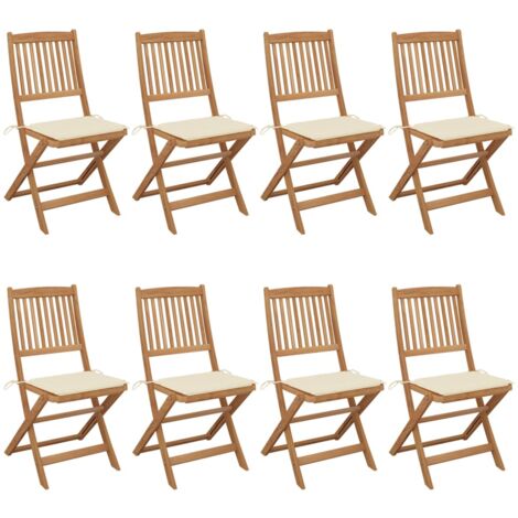 8 Stk. Klappbare Gartenstühle,Faltbare Gartenstühle,Klappstuhl mit Kissen Massivholz Akazie BZRBD403225
