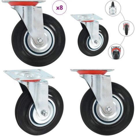 8 Stk. Lenkrollen 125 mm - Lenkrollen - Rollensatz - Transportrollen - Industrierollen - Lagerwagenrollen - Home & Living