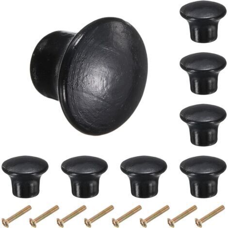 8 Stk. Runde Holzknöpfe, 23mm Einschraubknöpfe für Küchenschubladen, dekorative Möbelgriffe für Schubladen, Kommoden, Schränke, Schwarz