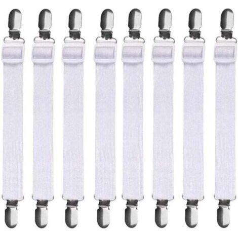 8 Stück (60 cm bis 200 cm) verstellbare Bettlakenhalter, Bettlakenklammern, passend für alle Betten und Matratzen, schwarz