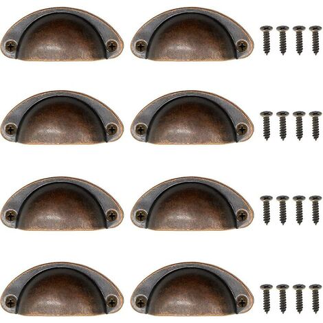 8 Stück altmodische Muschelgriffe, antike Möbelgriffe, Haushalts-Halbkreis-Schubladengriff