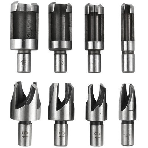 8 Stück Holzbohrer-Set, Dübelbohrer Holz 6 mm/10 mm/13 mm/16 mm, Kohlenstoffstahl Holz Plug Bohrer für die Holzbearbeitung, Holzbohrer mit Klaue und Kegel