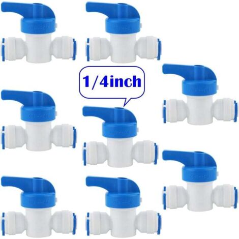 8 Stück Inline-Absperrventile/Absperrventile für 1/4"-LDPE-Schläuche von Kühl- und Gefrierschränken sowie für Umkehrosmose-Wasserfiltersysteme