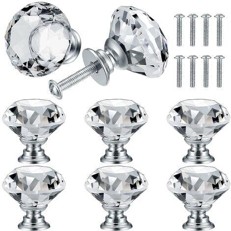 8 Stück Kristall-Türknauf, Diamant-Möbelgriff, Griffknöpfe, Schrankdekoration – 30 mm